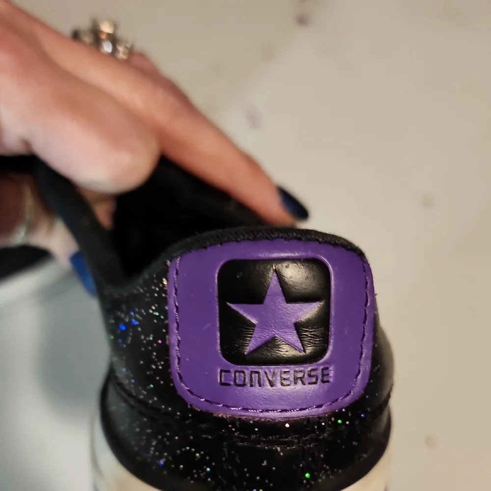 Converse Glitter Black and Purple Sneakers - Picture 2 of 6
